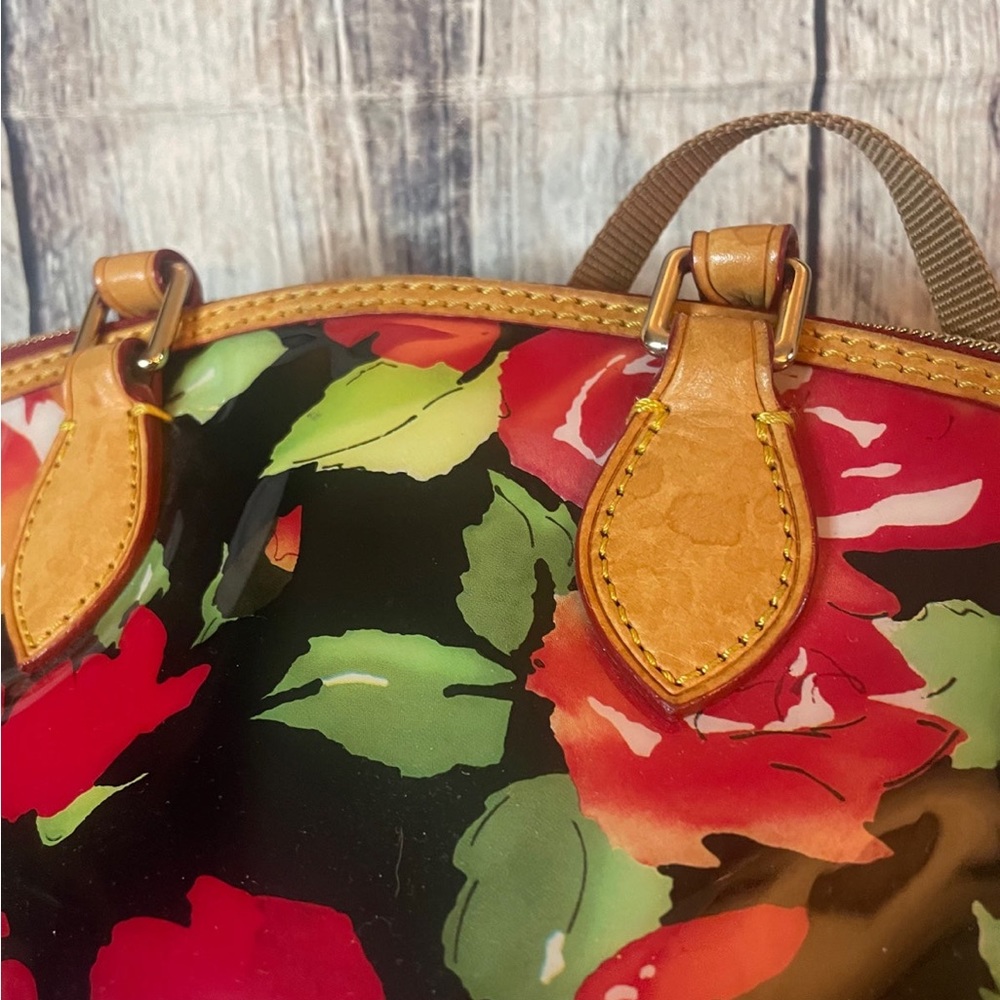 Dooney & Bourke Vibrant Floral Satchel with Tan Leather - Picture 5 of 11